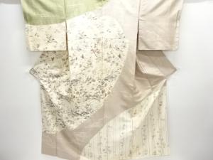 絞り雲に草花模様手織り紬訪問着